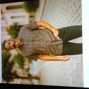 $89 Vintage Md.shortsleeve Colorful Button-Up pocket Imported Europen Faric EUC